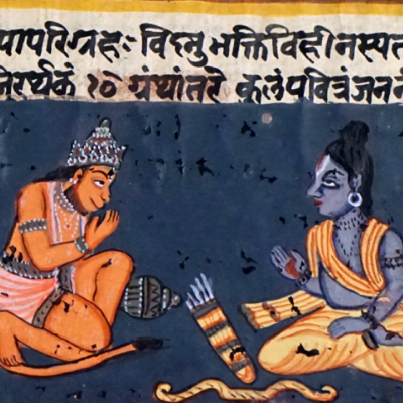 Artistic image of Hanuman and Sri Ram in Ramayana for Navaratri